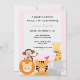 Safari Jungle Baby Shower - flicka Inbjudningar