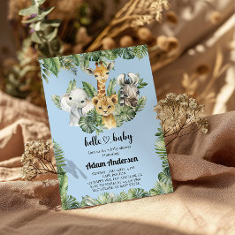 Safari Jungle Baby Shower-inbjudan - Cute Animal Inbjudningar