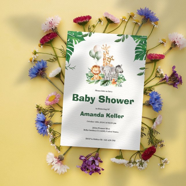 Safari Jungle Baby Shower-inbjudan Inbjudningar (Skapare uppladdad)
