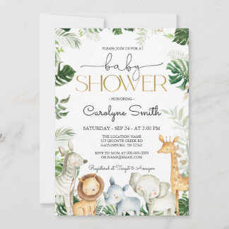 Safari JUNGLE Baby Shower-inbjudan Inbjudningar