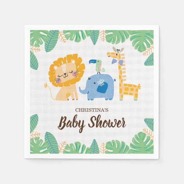 Safari Jungle Baby Shower Napkin Pappersservett (Framsidan)