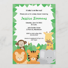 Safari Jungle Baby Shower - Pojke/Flicka Inbjudningar