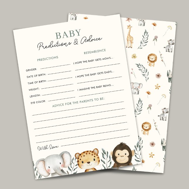 Safari Jungle Baby Shower Predence Game Card Inbjudningar (Skapare uppladdad)