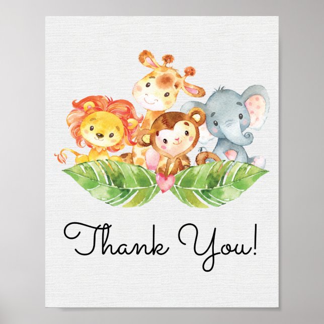 Safari Jungle Baby Shower-skylt Poster (Framsidan)