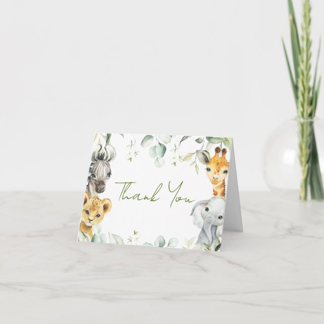 Safari Jungle Baby Shower Tack för ditt kort (Framsida)