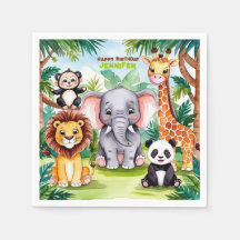 Safari Jungle barns födelsedag Party Cute Animals