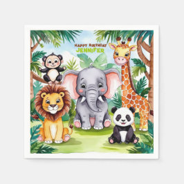 Safari Jungle barns födelsedag Party Cute Animals Pappersservett