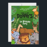 Safari Jungle Birthday Call Cute Animal Kids Inbjudningar<br><div class="desc">Inbjudan familj och vänner på en vild äventyr med denna safari-djungelfödelseinbjudan! Den här färglösa designen är perfekt för ditt barns första födelsedag eller något djungeltemaderat party. Den har goda djur som lejon, elefanter, rävar och hjort. Anpassa med ditt barns namn, ålder, datum och party. Ett roligt och spännande val för...</div>