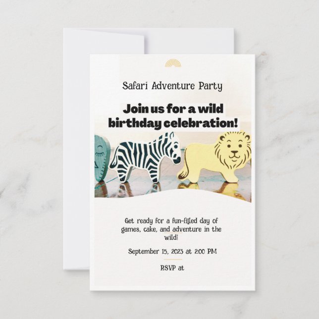 Safari Jungle Birthday Editable Watercolor Animal Inbjudningar (Framsida)