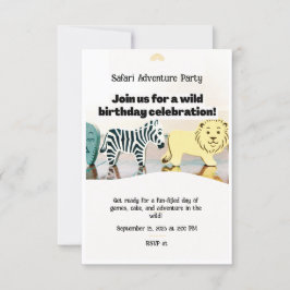 Safari Jungle Birthday Editable Watercolor Animal Inbjudningar
