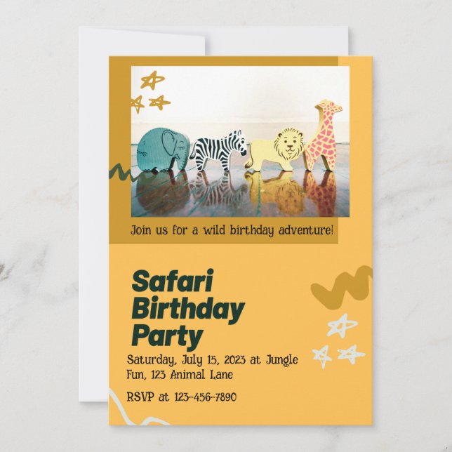 Safari Jungle Birthday – Editable Watercolor  Inbjudningar (Framsida)