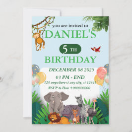 Safari Jungle Birthday Invitation Inbjudningar