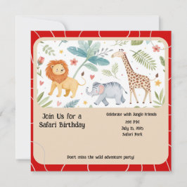 Safari Jungle Birthday Invitation Inbjudningar