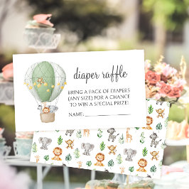 Safari Jungle Boho Baby Shower Diaper Raffle Cards Tilläggskort