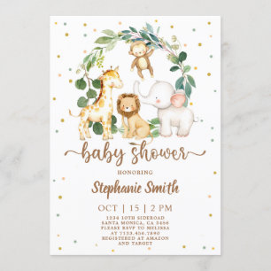Safari Jungle Boy Baby Shower Inbjudningar