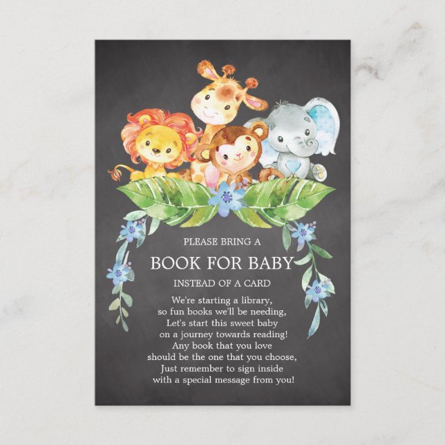 Safari Jungle Boys Baby Shower Bok för Baby Tilläggskort (Framsida)