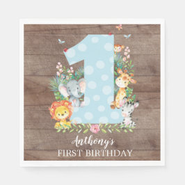 Safari Jungle Boys First Birthday Pappra Napkins Pappersservett