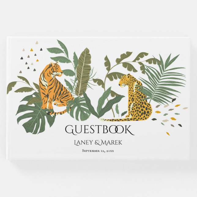 Safari Jungle Cats Bröllop Guestbook Gästböcker (Framsida)