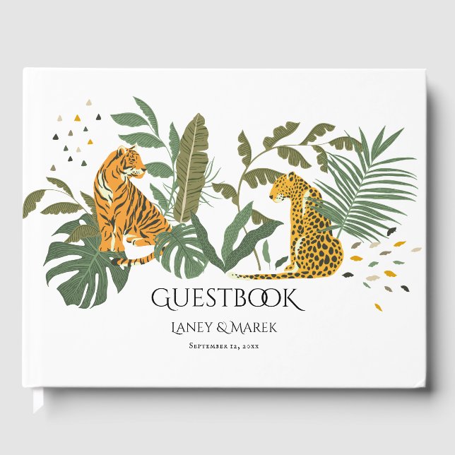 Safari Jungle Cats Bröllop Guestbook Gästböcker (Framsida)