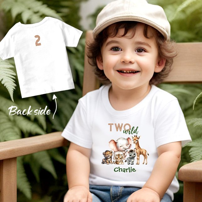 Safari Jungle Cute Animals 2 Vilder andra födelsed T Shirt (Safari Jungle Cute Animals Two Wild 2nd Birthday Toddler T-shirt)