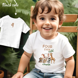 Safari Jungle Cute Animals Vild 4e födelsedagen T Shirt