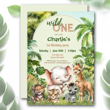 Safari Jungle Cute Animals Vild Ett första födelse