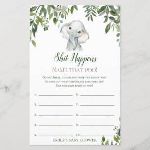Safari Jungle Elephant Baby Shower Game tryckt