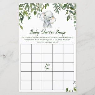 Safari Jungle Elephant Baby Shower Game tryckt