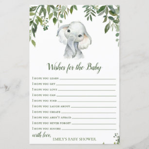 Safari Jungle Elephant Baby Shower Game tryckt