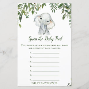 Safari Jungle Elephant Baby Shower Game tryckt