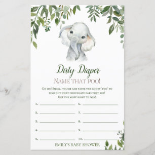 Safari Jungle Elephant Baby Shower Game tryckt