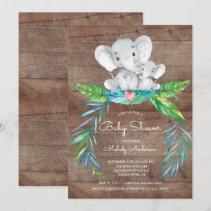 Safari Jungle Elephant Boys Baby Shower-inbjudan Inbjudningar