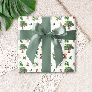 Safari Jungle Elephant Lejon Tropical Grey Presentpapper