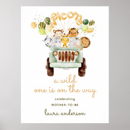 Safari Jungle - En vild en bebis shower välkomstsk Poster