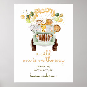 Safari Jungle - En vild en bebis shower välkomstsk Poster