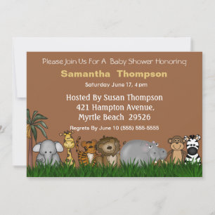 Safari Jungle Friends Baby Shower-inbjudan Inbjudningar