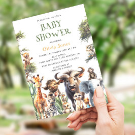 Safari Jungle Gender Neutral Baby Shower Inbjudningar