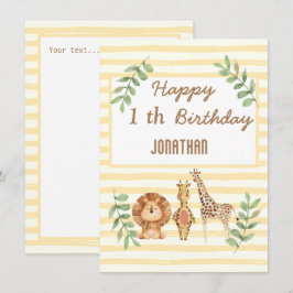 Safari jungle giraffe rand, vitt födelsedagskort