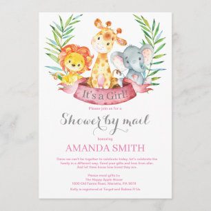 Safari Jungle Girl Baby Shower by Mail Inbjudningar