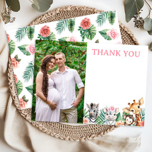 Safari Jungle Girl Baby Shower Tack för ditt kort