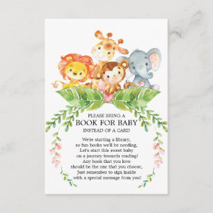 Safari Jungle Girls Baby Shower Bok för Baby Tilläggskort
