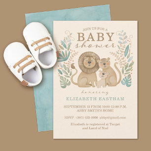Safari Jungle Lejon Boy Baby Shower-inbjudan Inbjudningar