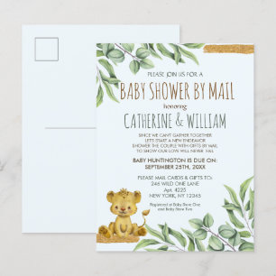 Safari Jungle Lejon Modern Baby Shower by Mail Inbjudan Vykort