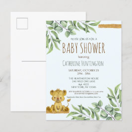 Safari Jungle Lejon Modern Baby Shower-inbjudan Inbjudan Vykort