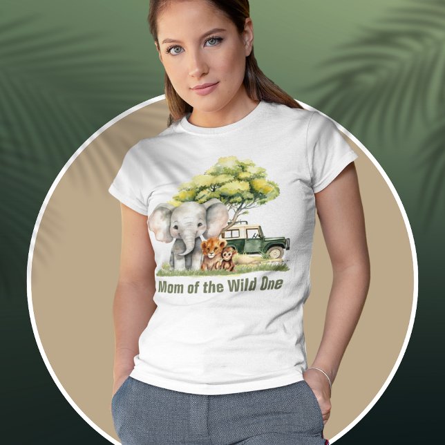 Safari Jungle Mamma i Vilden En födelsedag T Shirt (Safari Jungle Mom of the Wild One Elephant Lion Monkey Safari Car Birthday Tshirt)