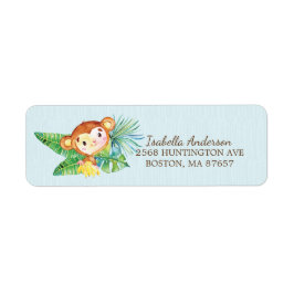 Safari Jungle Monkey Baby Shower-adressetikett Returadress Etikett