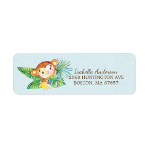 Safari Jungle Monkey Baby Shower-adressetikett Returadress Etikett