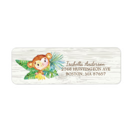 Safari Jungle Monkey Baby Shower-adressetikett Returadress Etikett
