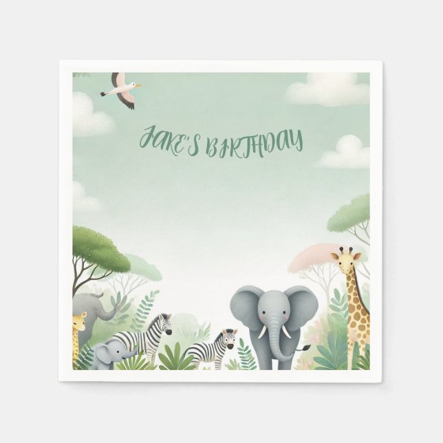 Safari Jungle Napkins för barn' födelsedag Pappersservett (Framsidan)