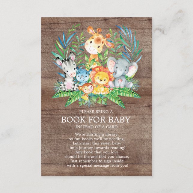 Safari Jungle Neutralt Baby Shower Bok för Baby Tilläggskort (Framsida)
